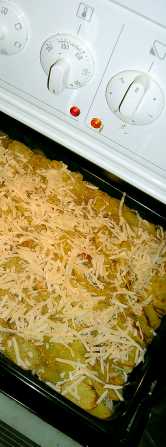 Blick auf das fertige Auberginengericht