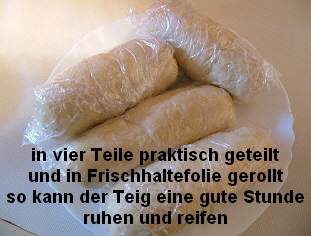 Teig in 4 Rollen